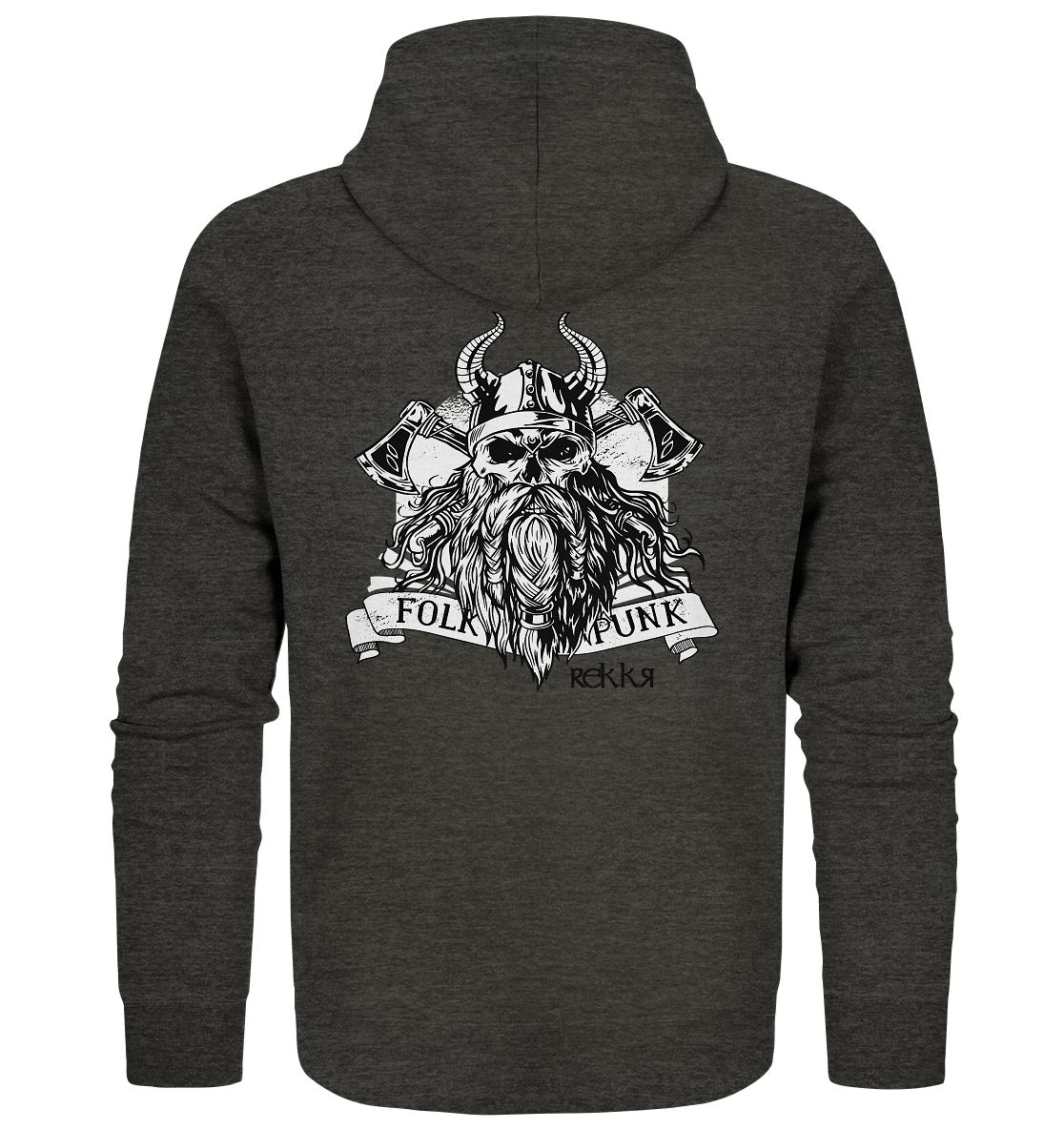 Bearded Viking Skull - Organic Zipper - Rekkr-shop